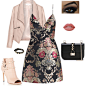 A fashion look from April 2016 featuring floral printed dress, moto jacket and cut out booties. Browse and shop related looks.
