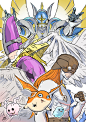 Anime 1169x1654 Digimon Digimon Adventure evolution Patamon white background Ivan Fiorelli anime