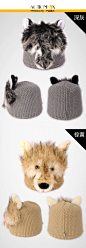 快乐狐狸帽子男女韩版潮保暖 素色针织帽 狼型动物帽 卡通帽2781-淘宝网