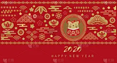 幸福,鼠年,春节,2020,贺卡,灯笼,中国灯笼,十二生肖,模板,动物