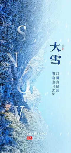 中国传统节大雪简约素雅手机海报