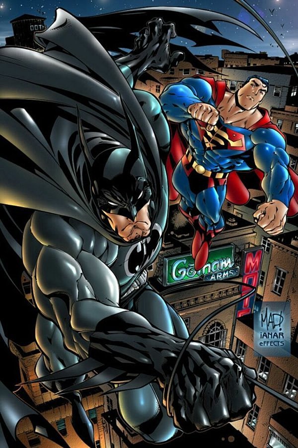 经典动漫人物插画：蝙蝠侠和超人#采集大赛...