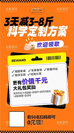 减脂减肥海报  - 源文件下载【酷图网】海报,减脂,代餐,减肥,招募,活动,减脂营,创意,潮流,