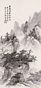 吴湖帆，江苏苏州人，为吴大澄嗣孙(1894-1968)。初名翼燕，字遹骏，后更名万，字东庄，又名倩，别署丑簃，号倩庵，书画署名湖帆。三四十年代与吴待秋、吴子深、冯超然并称为"三吴一冯"。建国后任上海中国画院筹备委员、画师，上海大学美术学院副教授，中国美术家协会上海分会副主席、上海市文史馆馆员、上海市文物保管委员会委员。收藏宏富，善鉴别、填词。山水从"四王"、董其昌上溯宋元各家，冲破南北宗壁障，以雅腴灵秀、缜丽清逸的复合画风独树一帜，尤以熔水墨烘染与青绿设色于一炉并多