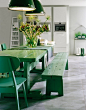 绿色桌椅 #餐厅#