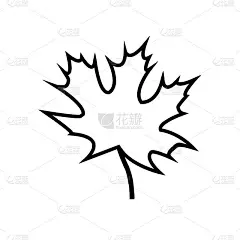 枫叶线图标在黑色。加拿大秋叶插图。手绘素描风格。孤立的迹象。流行的平面风格的应用程序，平面设计，信息