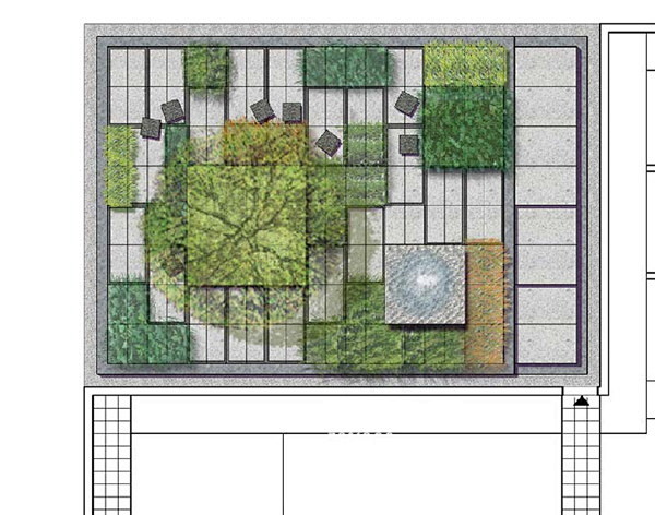 空中花园-天井花园园林景观设计平面图