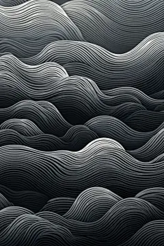 竖版中国风线条波浪浪花汹涌大海背景图插画