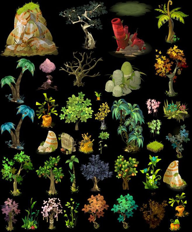 卡通植物 游戏原画资源/场景素材/2D资...