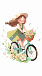 ls7623_A_cute_little_girl_in_a_green_dress_riding_a_bicycle_wit_96a797bd-6649-4222-b115-cef175632af3
