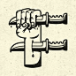 Justin Pervorse letter f with knifes in Illustration
