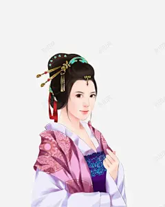 手绘古代女子高清素材 中国风 古代 古装 女 手绘 插画 美女 免抠png 设计图片 免费下载