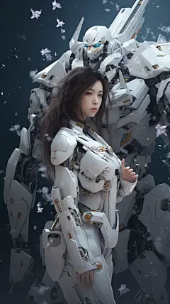 高清美女和机器结合手机壁纸