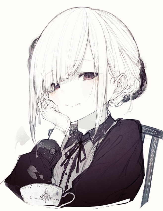 白发少女短发头像