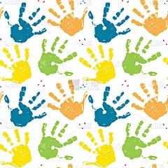 Hand stamp seamless pattern, paint stain backgroun