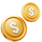 Dollar Coins 3D Icon