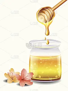 蜂蜜与木棒和花