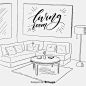 Free vector modern hand drawn living room