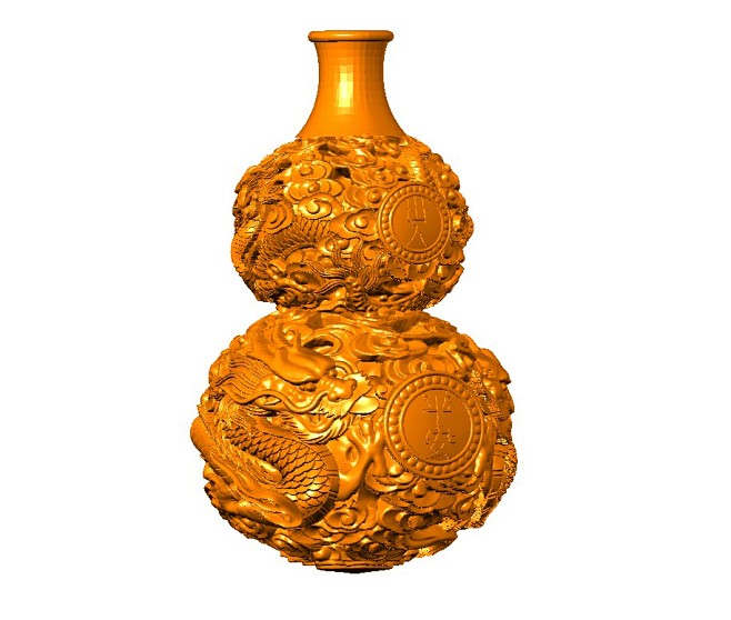 葫芦盘龙葫芦圆雕图三维立体stld打印模型精雕图木雕车挂淘宝网