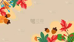 秋天图像插图的秋天的树叶和橡子