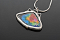 Small Cloisonne Galaxy Shell Pendant Necklace 4, Sterling Silver with 18K Bi-Metal Accent Tabs image 1