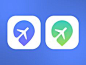 Great use of negative space to incorporate 2 subjects into one: an airplane and a map icon symbol to represent traveling. It's easily understandable what this app icon is for, and the scaleability would work well since it's such a simply design.