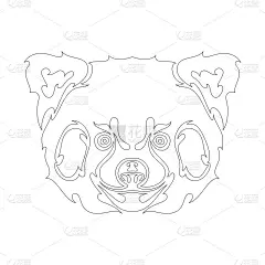手绘的小熊猫抽象肖像。矢量风格化插图纹身，标志，墙壁装饰，t恤印花设计或外套。这幅画在织物或帆布上画