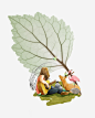 叶子下的少女高清素材 动物 吉他 天鹅 少女 树叶 青色 免抠png 设计图片 免费下载