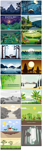 大自然山水风景动植物森林森系插画插图矢量eps模板素材设计-淘宝网