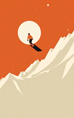 人物数字艺术滑雪场景AI图