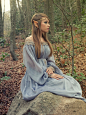 Elven fairytale dress in grey blue silk gauze by CostureroReal