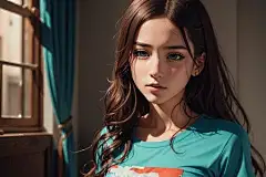 Ai产生的, 青少年, 孤独, 悲伤, 独自的, 房间, 年轻