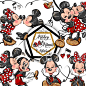 Mickey Minnie Mouse Hand-drawn PNG files Red Gold Grey Black image 1