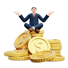Businessman Sitting On Profit 3D Illustration