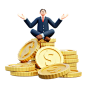 Businessman Sitting On Profit 3D Illustration