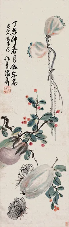 蒲华果蔬图立轴水墨纸本作品欣赏