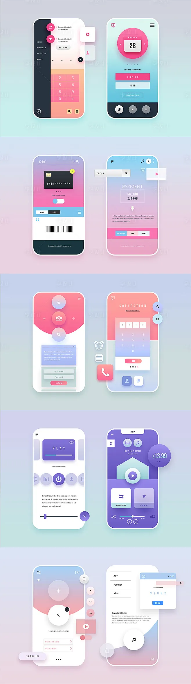 【源文件下载】 UI设计 界面设计 APP 小清新 渐变-花瓣网