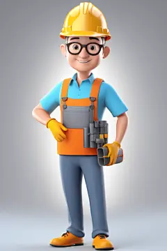 机械工人施工工程师人物模型