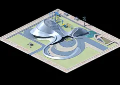 哈尔滨大剧院，剧院广场，健身器材，现代剧院建筑，高模写实