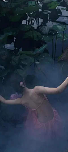 美女壁纸～荷塘中央，与粉色莲花共舞@霁枫壁纸的动态