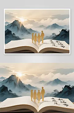 灯泡钢笔剪影教师节老师学生创意场景插画