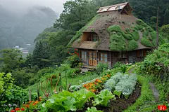 春天农村小屋图片