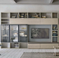 现代风格电视墙组合柜 / 漆包金属 / 漆木 / 玻璃