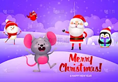 圣诞老人,文字,雪人,老鼠,快乐,传统,单词,贺卡,背景分离