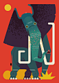 animal Character design ILLUSTRATION  Illustrator vector wildlife-动物形象插画/大象/抽象