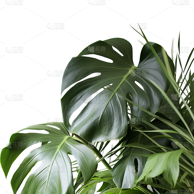 通用绿色树叶植物叶子元素贴纸