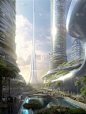 3D渲染AI未来城市建筑