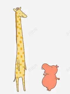 河马与长颈鹿比个子 创意素材