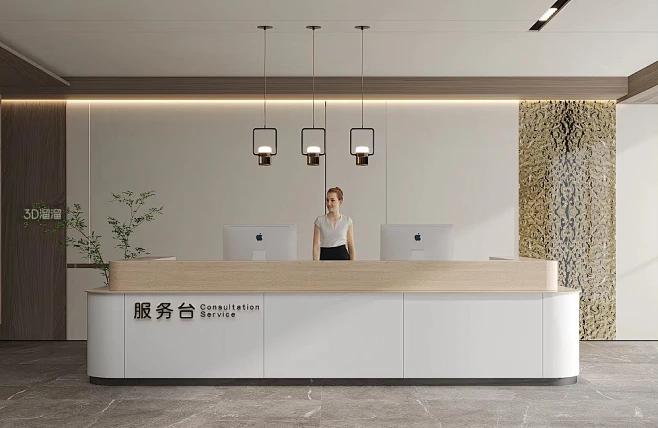 现代 前台 服务台导医台效果图-花瓣网