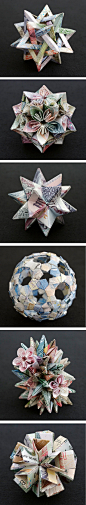 手工DIY 折纸 Geometric Currency Sculptures by Krist…